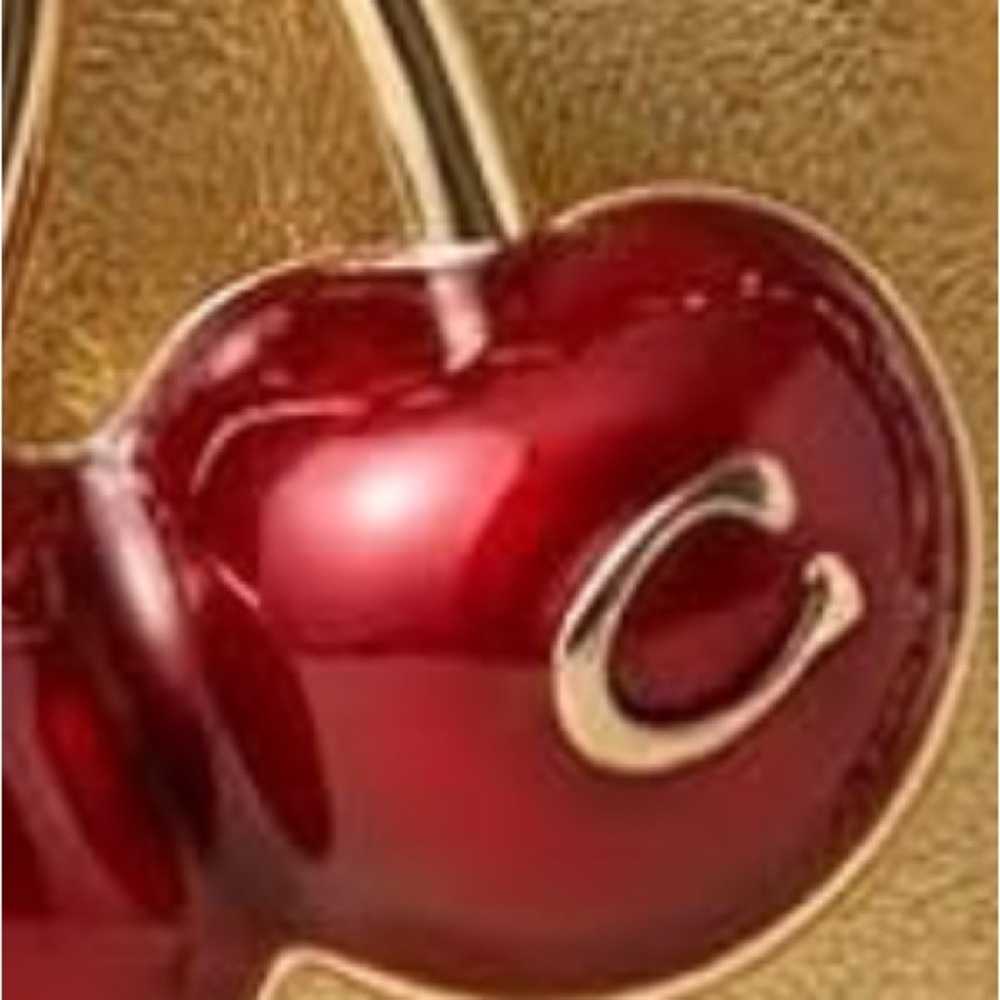 Adorable Coach C Logo Cherry Keychain Bag charm with Gold Accents - Picture 4 of 4